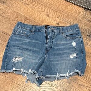 Scoop Women's Retro Boy Destroyed Hem Shorts